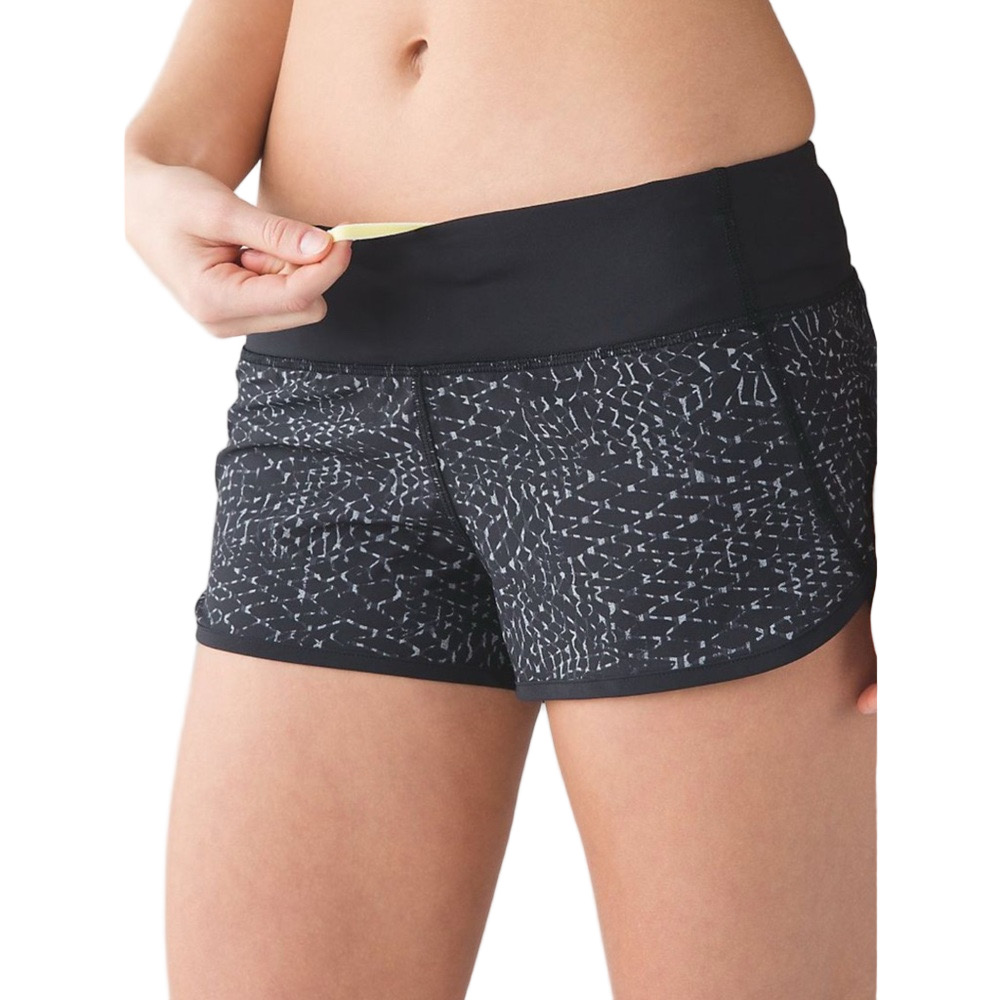 Rare Lululemon Size 6 Speed Up Run Shorts Black Peacock Lace